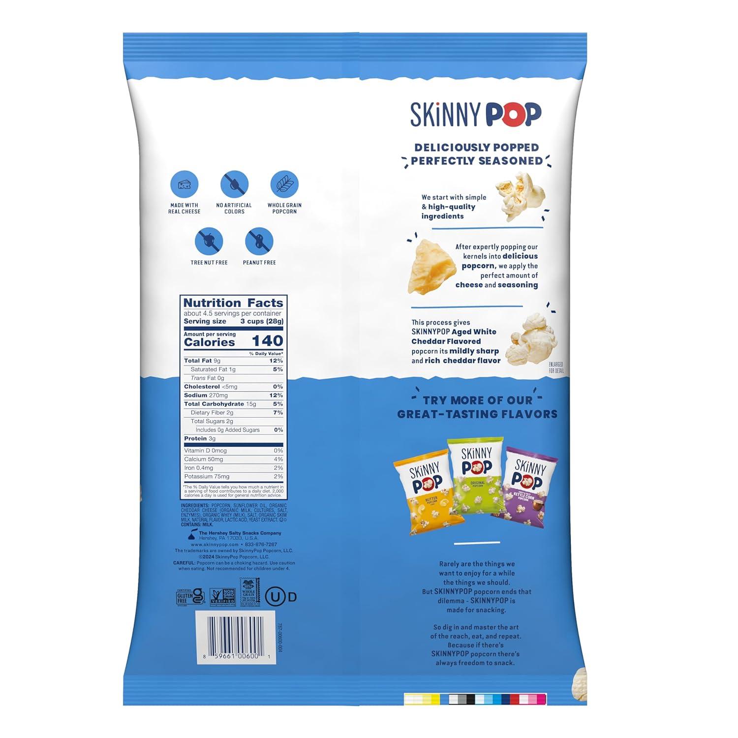 image:imageSkinnyPop Popcorn DairyFree White Cheddar Whole Grain Snack 44oz Bags 12ctAged White Cheddar