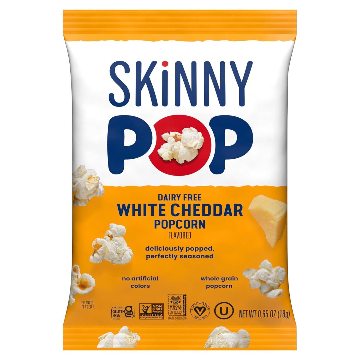 image:imageSkinnyPop Popcorn DairyFree White Cheddar Whole Grain Snack 44oz Bags 12ctDairy Free White Cheddar