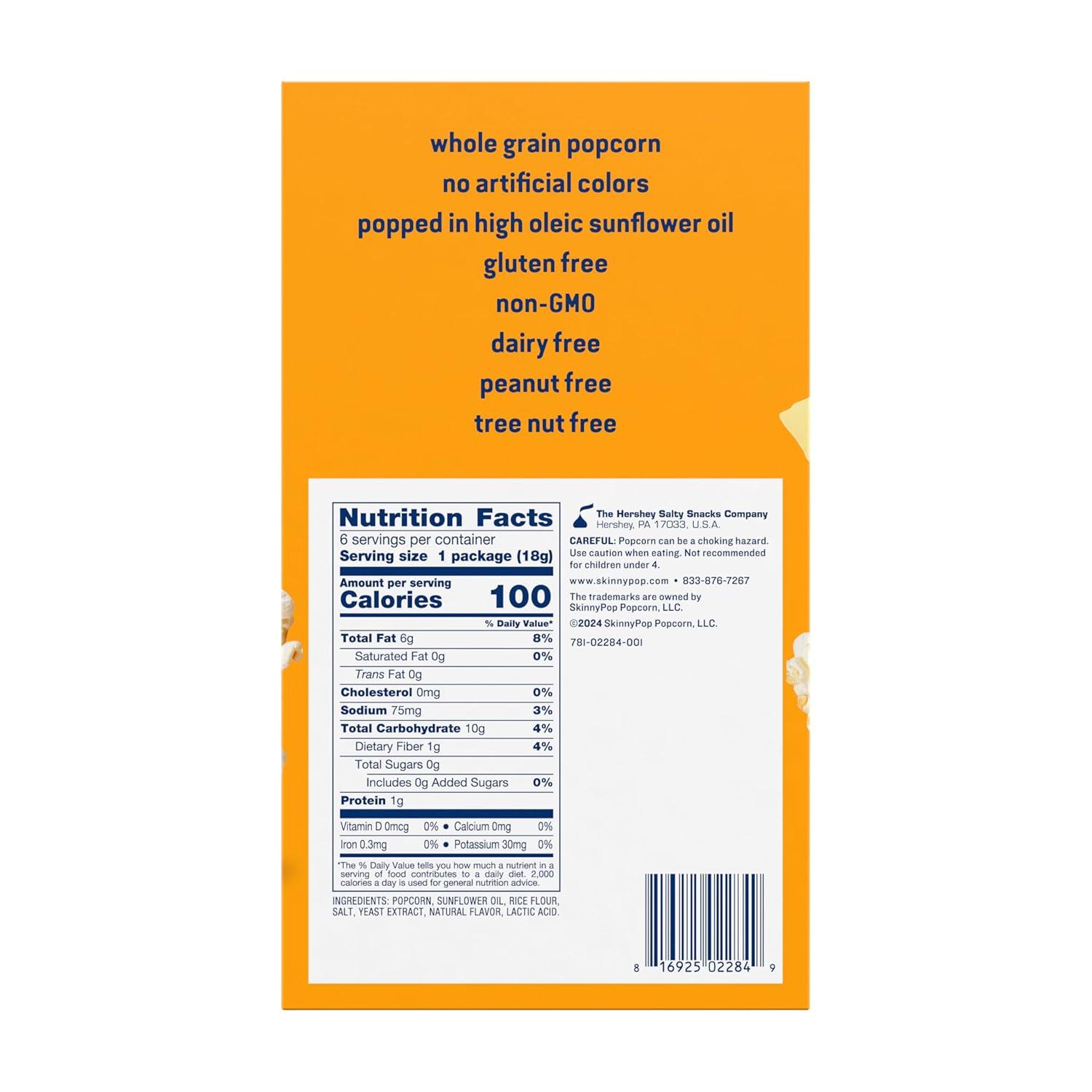 image:imageSkinnyPop Popcorn DairyFree White Cheddar Whole Grain Snack 44oz Bags 12ctDairy Free White Cheddar