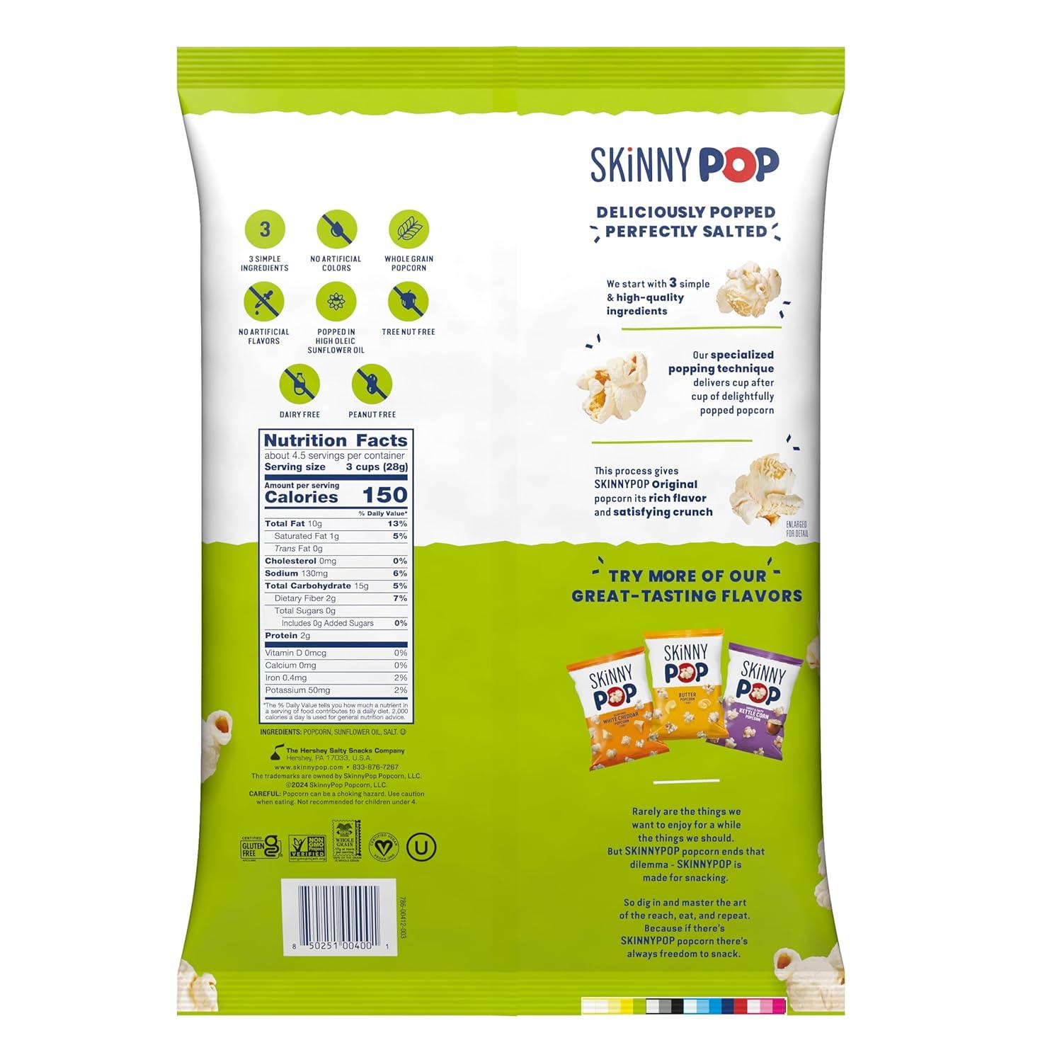 image:imageSkinnyPop Popcorn DairyFree White Cheddar Whole Grain Snack 44oz Bags 12ctOriginal