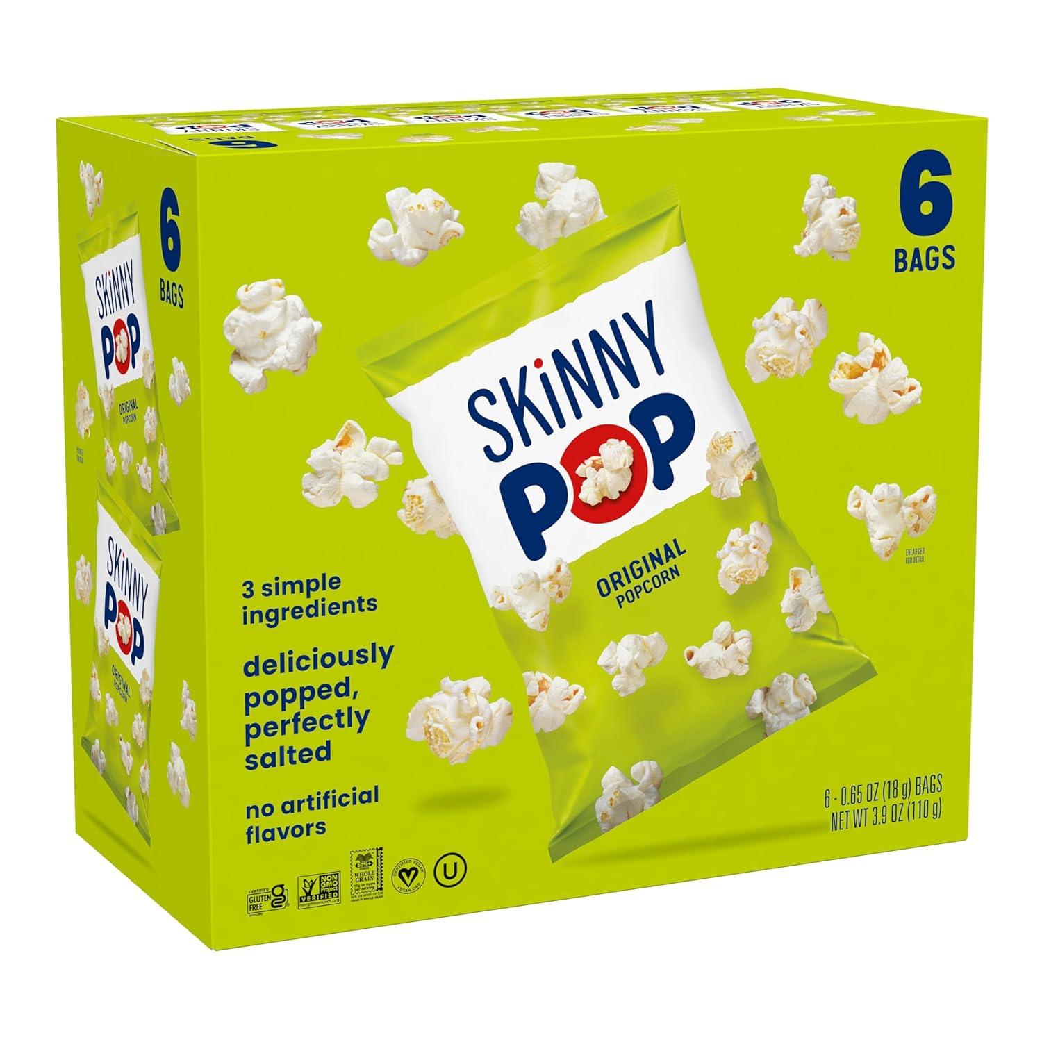 image:imageSkinnyPop Popcorn DairyFree White Cheddar Whole Grain Snack 44oz Bags 12ctOriginal