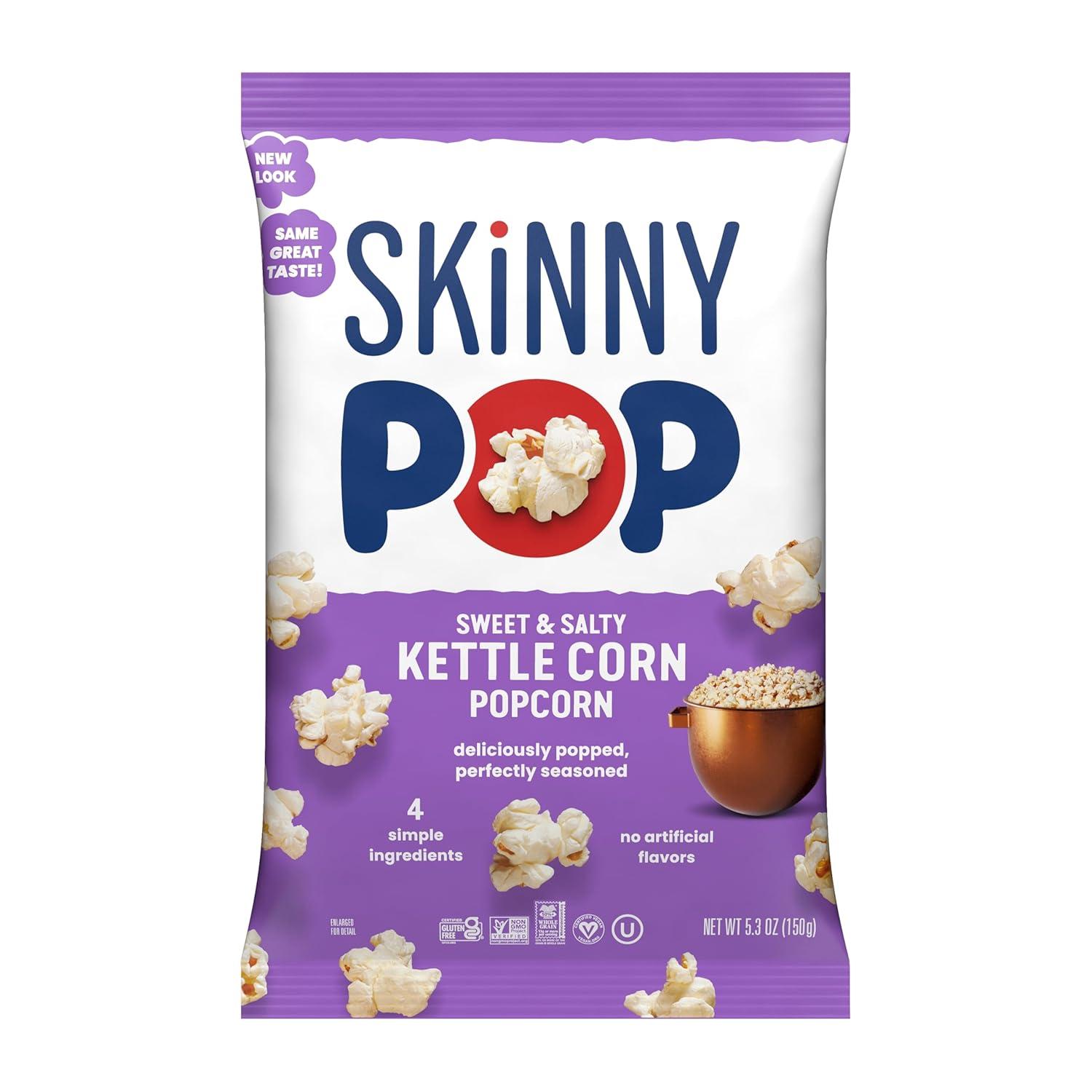 image:imageSkinnyPop Popcorn DairyFree White Cheddar Whole Grain Snack 44oz Bags 12ctSweet Salty Kettle