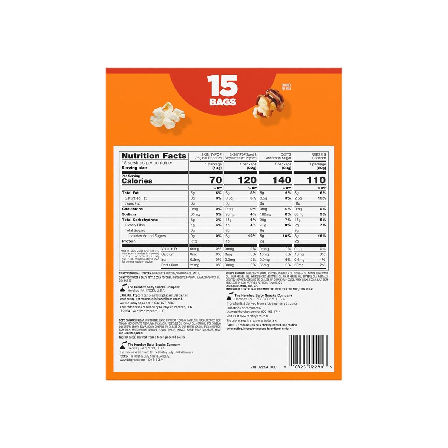 image:imageSkinnyPop Popcorn Original Whole Grain DairyFree Snack 065oz Bags 6ctSweet Salty Multipack