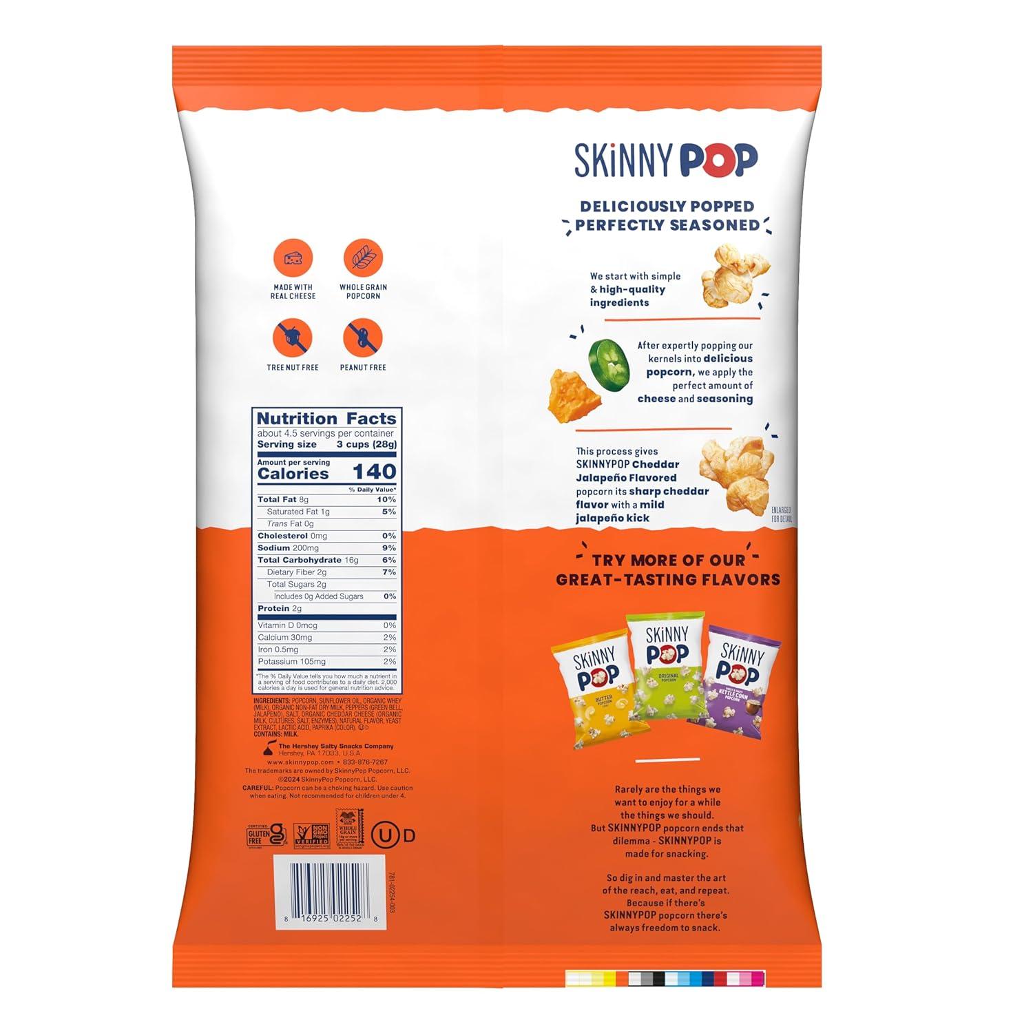 image:imageSkinnyPop Popcorn Original Whole Grain DairyFree Snack 44oz BagCheddar Jalepeno