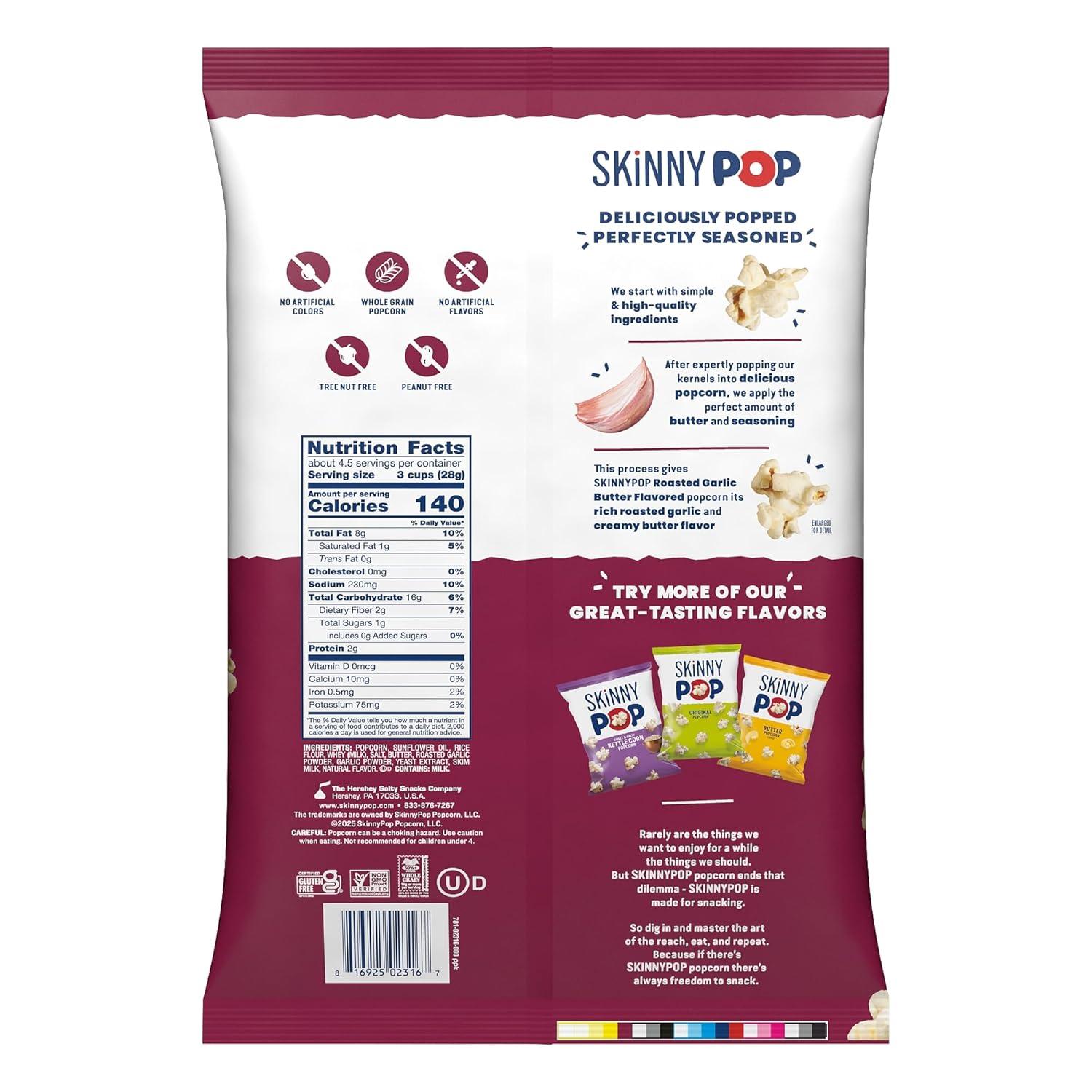 image:imageSkinnyPop Popcorn Original Whole Grain DairyFree Snack 44oz BagGarlicButter