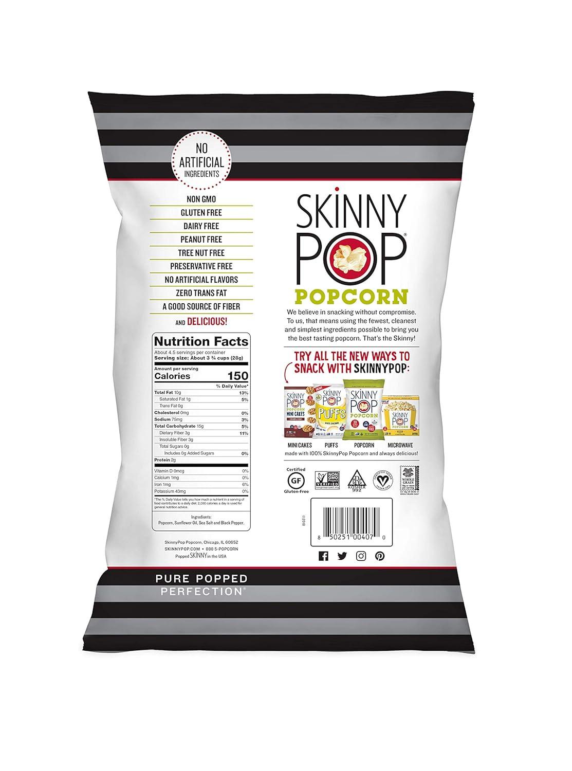 image:imageSkinnyPop Popcorn Original Whole Grain DairyFree Snack 44oz BagSaltAndPepper