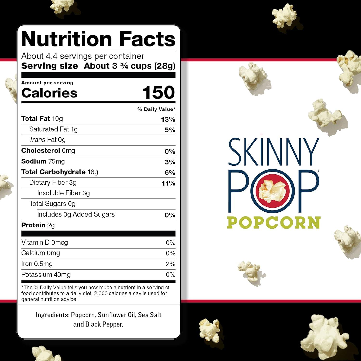 image:imageSkinnyPop Popcorn Original Whole Grain DairyFree Snack 44oz BagSaltAndPepper