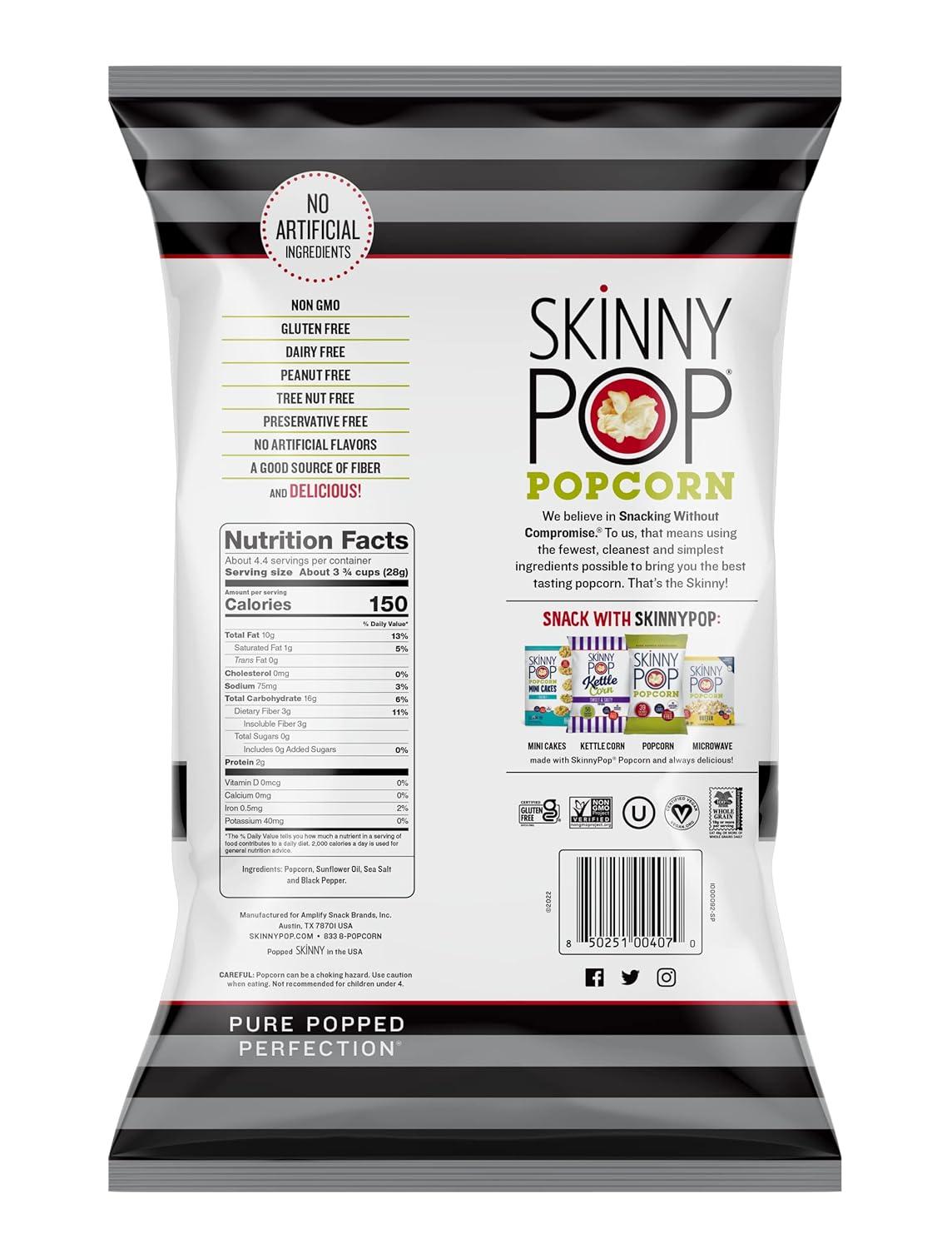 image:imageSkinnyPop Popcorn Original Whole Grain DairyFree Snack 44oz BagSaltAndPepper