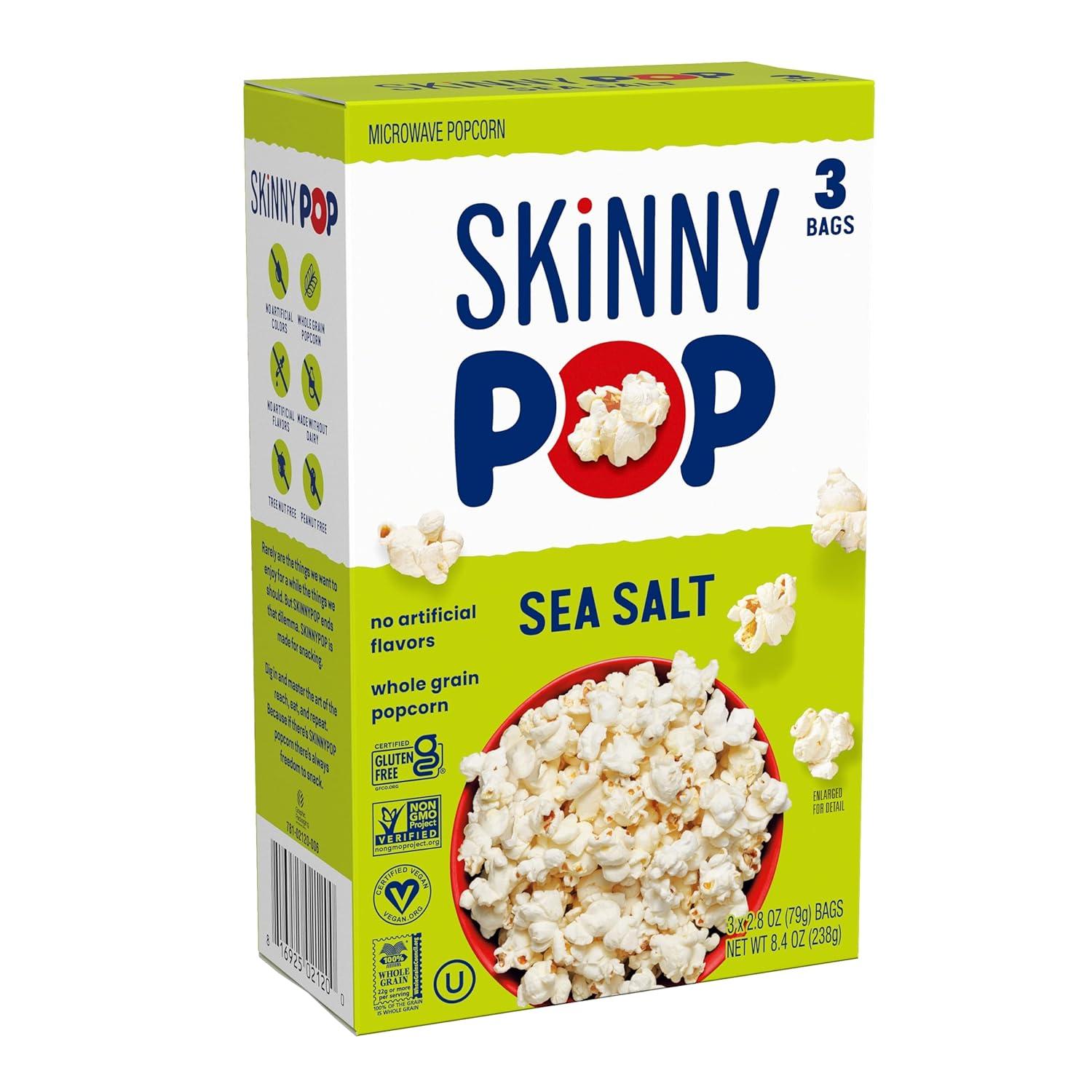 image:imageSkinnyPop Popcorn Sea Salt Microwave 28oz 12 Boxes 3 Bags per BoxSeaSalt