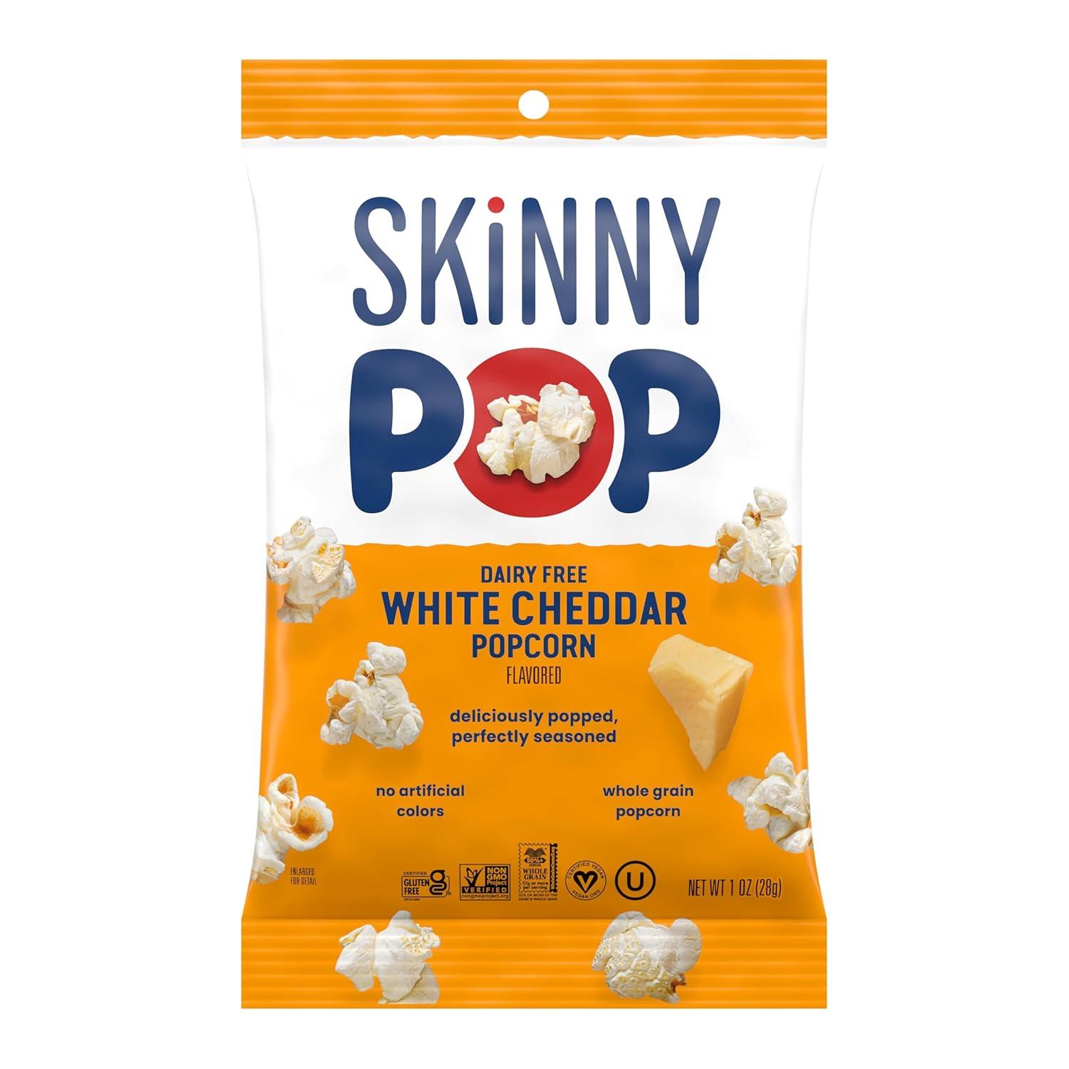 image:imageSkinnyPop Popcorn White Cheddar Whole Grain DairyFree Snack 1oz Bags 12ctDairy Free White Cheddar