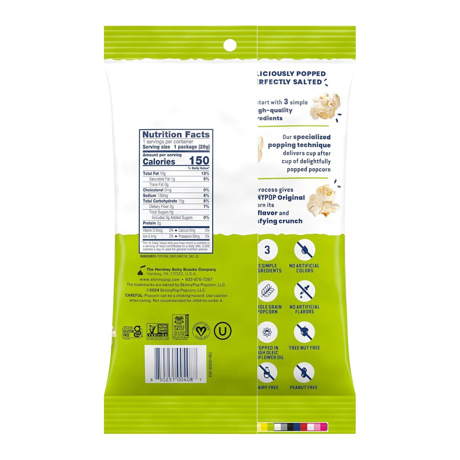 image:imageSkinnyPop Popcorn White Cheddar Whole Grain DairyFree Snack 1oz Bags 12ctOriginal