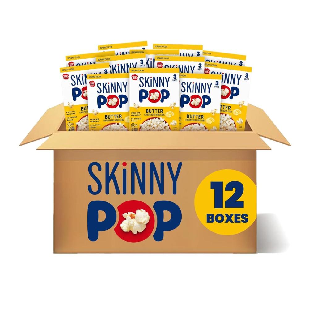 image:imageSkinnyPop Popcorn Sea Salt Microwave 28oz 12 Boxes 3 Bags per BoxButterNew