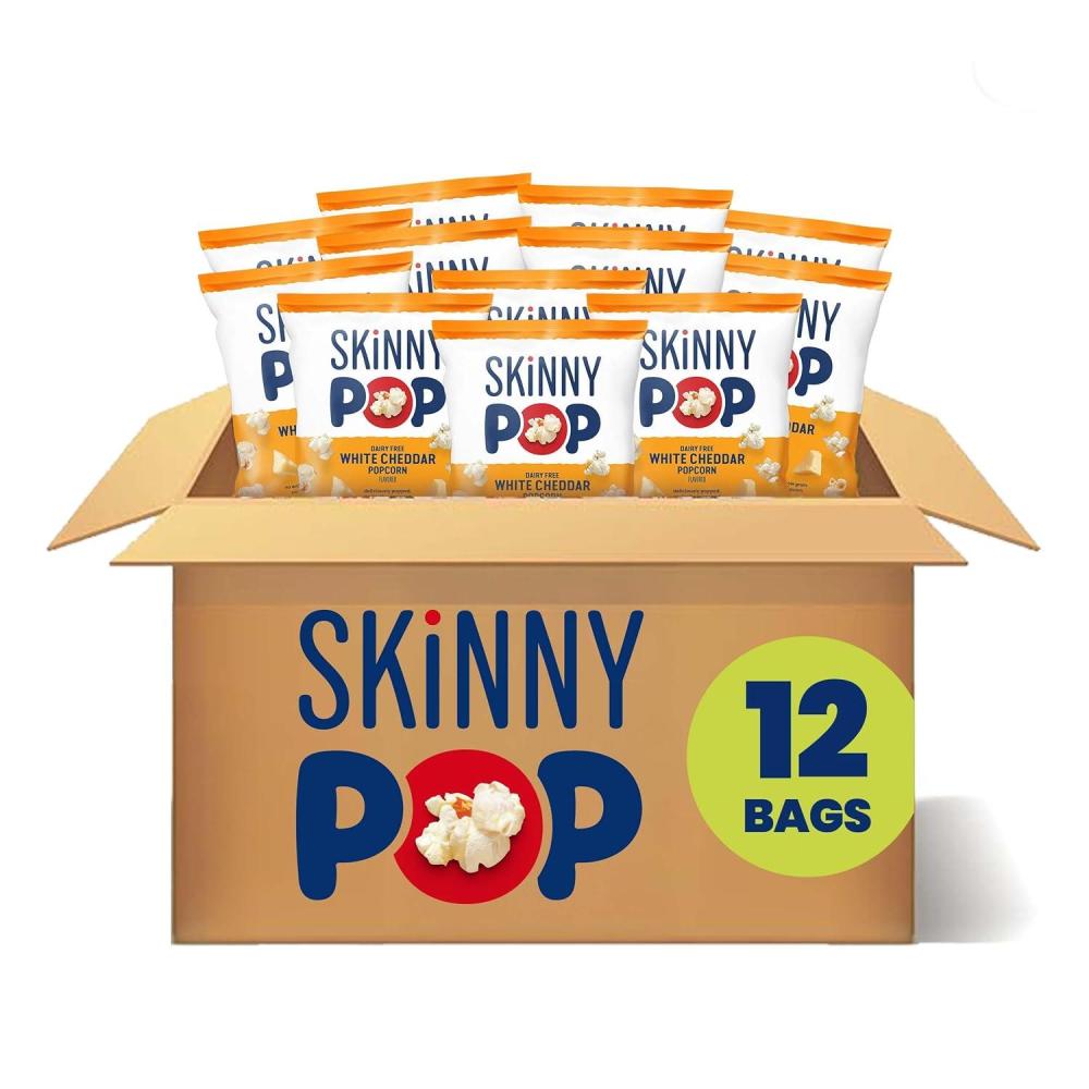image:imageSkinnyPop Popcorn White Cheddar Whole Grain DairyFree Snack 1oz Bags 12ctDairy Free White Cheddar