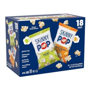 SkinnyPop Popcorn, Original, Whole Grain, Dairy-Free Snack, 0.65oz Bags (6ct)(Original & Dairy Free White Cheddar)