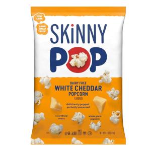 SkinnyPop Popcorn, Original, Whole Grain, Dairy-Free Snack, 4.4oz Bag(Dairy Free White Cheddar)