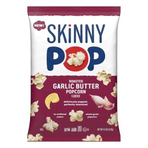 SkinnyPop Popcorn, Original, Whole Grain, Dairy-Free Snack, 4.4oz Bag(Garlic-Butter)
