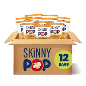 SkinnyPop Popcorn, White Cheddar, Whole Grain, Dairy-Free Snack, 1oz Bags (12ct)(Dairy Free White Cheddar)